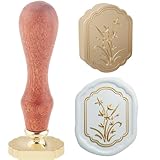 Hobbspring 1pc Vintage Flower Wax Seal Stamp 3D Orchid Sealing Wax Stamp 23.5x23.2mm Removable Brass Stamp Head with Wooden Handle for Envelopes Invitations Embellishment Decoration Back to School