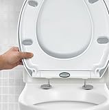 CUQOO Oval Toilet Seat Soft Close with Quick Release Hinges - Adjustable White Seat for Modern Bathrooms, Durable Anti-Slip Easy-to-Clean and Universal Fit Design for Standard O-Shape Toilets