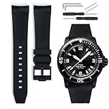 HORACE 22mm Rubber Watch Strap Compatible with Blancpain x Swatch Scuba Fifty Fathoms (Black)