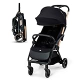 Kinderkraft APINO Buggy up to 22 kg, Reclining Buggy, Stroller, Lightweight - 7.5 kg, Automatic Folding, Adjustable Backrest to Reclining Position, Ideal for Travel, Black
