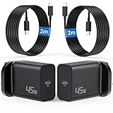 45W USB C Super Fast Charger for Samsung Galaxy S25 S24 S23 S22 S21 S20 Ultra Edge FE 5G, A56 A55 A54 A53 A16 A14, Note 20 10, Tab S10 S9, USBC Plug UK Adaptor and Official 2M Type-C Cable 2-Pack