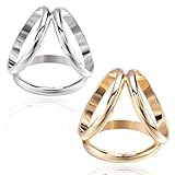2 Pcs Scarf Buckle Women Three Rings Scarf Ring Elegant Silk Scarf Clasp Clips Large Clothing Wrap Holder Triple Sliding Neckerchief Clamps Decorate Accessory for Ladies Girls, Silver and Golden