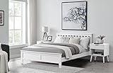Furniturebox UK Azure Bed - Grey/White Wooden Solid Pine Quality Single Double King Bed Frame (White, Double Bed Size Frame)