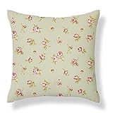 Harrison Cropper Sage Green Pink Grey Floral Flower Spot Vintage Shabby Chic Cushion Cover (Rosebud Sage, 18")