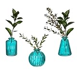 Maia Gifts Turquoise Glass Bud Vases Set