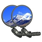 BriskMore Black Bar End Mirrors, HD Glass Convex Lens Bicycle Rearview Mirror, 2PCS Safety Cycling Rear View Mirror, Adjustable Handlebar Wider View Bicycles Mirror for Scooter Road Mountain Bikes