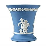 Vintage Seasons Blue Jasperware Vase, White Relief Seasons Cherubs 9cm Blue Jasper Posy Vase