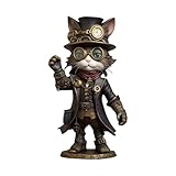 Miniature Victorian Inventor Cats Figure Ornament Handcrafted Resins Sculpture For Halloween Home Decors Gift Giving Miniature Steampunk Cats Model