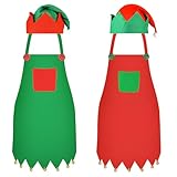 HOWAF Elf Costume, 2 Set Christmas Elf Apron & Elf Hat, Christmas Apron Elf Xmas Apron, Christmas Hat Elf Hats for Elf Fancy Dress Outfits, Christmas Fancy Dress, Christmas Costume