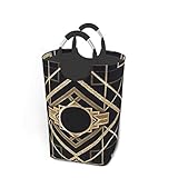 Laundry Basket Art Deco Vintage Era The Great Gatsby Gold Black Pattern Laundry Hamper Storage Bin Durable Clothes Bag with Handles 50L