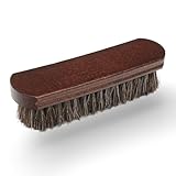 LYSSRA 100% Horsehair Brush Professional Premium Horsehair Shoe Brush Dauber Applicators for Leather Shoes Boots Coats Purses Soft Horsehair with Curved Wood Handle for Grip Leather Shine Polish