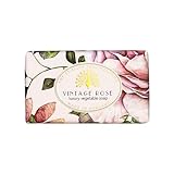 The English Soap Company Vintage Rose Soap Bar - Luxury Shea Butter Soap with Romantic Floral Fragrance - Moisturising, Vegan, Plastic-Free, Sustainable & Gift Ready - 190g