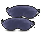 Lewis N. Clark Comfort Eye Mask with Adjustable Straps Blocks Out All Light, Navy, 2 Count (Pack of 1), 2 Pack