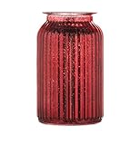 Wrenbury Sparkly Red Vase for Flowers Large - Christmas Splatter Wide Neck Coloured Glass Vase 18.5cm - Ruby Red Home Decor and Ornaments - Unusual Decorative Jar