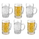 Chabrias Ltd 6 Pack Mini German Beer Stein Glass, 56.8ml, Shot Glasses, Beer Tasting, Mini Tankard Mug for Oktoberfest, Authentic Bavarian Style Drinking Glassware