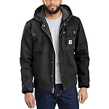 Carhartt Men's Relaxed Fit Washed Duck Sherpa-Lined Utility Jacket, Black, M