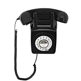 Black Antique Wall Telephone Set, Retro Landline Phone, Artisam Vintage Rotary Dial Telephone Set, Classic Old Fashion Wall Mount Phone with Redial for Home/Office/Hotel/School