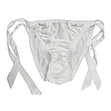LSHARON SILK Women's Sexy 100% Mulberry Silk Thong Lingerie G-String Underwear Panties (White)