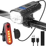 OWill 4400 mah Bike Lights Front and Back Rechargeable 3600 Lumen Ultra Bright Front Bike Lights with 8 Lighting Modes, Loudspeaker, Control Wire Snap Fit Mount Bicycle Lights for Cycling Mobile Power