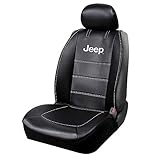 Plasticolor 008631R01 Black Jeep Logo Seat Cover with Embroidered High Contrast Stitching 3-Piece Sideless Style, Single