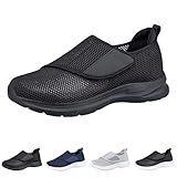 New Shoes for Edema and Swollen Feet Women Adjustable Strap Extra Wide Fit Orthopedic Breathable Diabetic Shoes for Ladies Elderly Swollen Pain Relief #001_Black Size 6.5