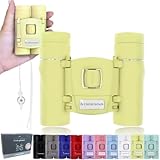 CROSSROAD 10x Binoculars for Adults and Children, Mini Pocket Binoculars, Waterproof Compact Binoculars for Bird Watching, Hunting, Concerts, Theater, Opera, Travel, Japan Quality (Yellow)