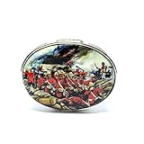 Silver Pill Snuff Box with Enamel Battle Scene Large Pill Snuff Box 925 Sterling Silver