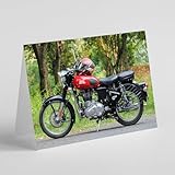Vintage Royal Enfield motorbike birthday card