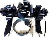 INERRA Wedding Car Decoration Kit - 3 x Large Pre-Assembled 7” Bows with 14-Loops and 7 Metres of Ribbon – With Colour Match (Black)