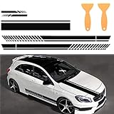 AzulLanse 5pcs Car Stickers, Black PVC Waterproof Luxury Car Stickers, Side Strip Adhesive Strips, Car Side Stickers, Hood Stripe Stickers, Universal Type, 2 Scrapers (Black)