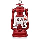 Feuerhand 276 Outdoor Hurricane Oil Lantern - German-Made Since 1893, Paraffin Lamp with Galvanized Steel, 300ml Tank, 20 Hour Burn Time, Safe for Hanging or Table Use, Kerosene Camping Light, Red