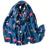 Furever Gifts Dachshund Scarf Ladies Sausage Dogs Wrap Cute Dog Print Womens Lightweight Cotton Blend Shawl (Teal)