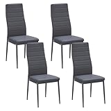Stanew Set of 4 Modern Dining Chairs, Kitchen Chair Leather with Metal Legs and Foot Pads,Thick Padded Seats,Backrest Set.(Grey,4 Chairs)