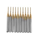 Haosie Carbide End Mills, 10pcs 1mm Diameter, 38mm Length, CNC Milling Cutter Set for Aluminum Engraving and Machining
