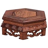 Cabilock Wooden Plant Display Stand Base Houseplant Flower Pot Holder Buddha Statue Garden Plant Riser Vase Stand Shelf for Home Office Desktop Decoration