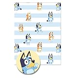 Danilo Promotions LTD BLW01 Bluey Wrapping Paper, Bluey Gift Wrapping, 2 Sheets 2 Tags Bluey