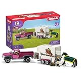 Schleich Horse Club - 38PC Trailer and Truck Transporter Playset with Realistic Horse and Rider Figurines and Accessories - Interactive Toys for Girls and Boys - Kids Ages 5+ | 42346