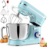 Vospeed Stand Mixer, 4.5L+5L Bowls 8-speed 1000W Tilt-Head Food Mixer for Baking, Kitchen Electric Mixer with Dough Hook, Whisk, Beater, Splash Guard (Bule)