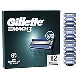 Gillette Mach3 Razor Blades Men, 12 Razor Blade Refills, Compatible with Gillette Mach3 Razors for Men