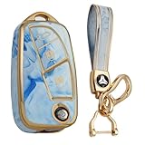 KUNIO Flip Key Fob Cover fit for Fiat 500 Panda Stilo Ducato Grande Punto Lancia Ypsilon Brava Iveco Minibus Key Cover TPU Key fob cover Key Cover Key Holder Key Chain A Blue