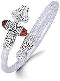 Hijet Kada/Kara- Wonderful Rudraksha OM Trishul Lord Shiva Lord Ganesha Mahakal Lather Cuff Bracelet Kada Mahakal Kada Punjabi Kada/Kara Bahubali Kada For Men's Or Boys(Free Size)