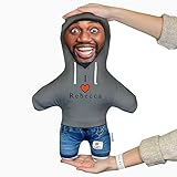 MINI ME! Custom I Love Plush Add 2 Photos and Text | Personalised Novelty Face Doll Teddy | 33cm x 46cm The Original Doll | Made in GB | Amazing Reviews (Grey)