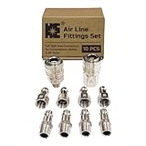 Cosmostar 10-Piece Industrial Air Line Fittings Set – 1/4" BSP Euro Connectors for Compressors, Hoses, and Air Tools – Nickel-Plated Steel Couplers and Plugs