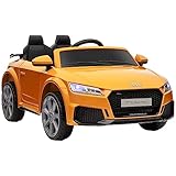 HOMCOM Audi TT RS Licensed 12V Kids' Electric Ride on, Electric Car for Kids with Parental Remote Forward Reverse, Lights, Horn, Music, MP3 Player, Seatbelt, Yellow