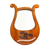 19 String Lyre Harp, Mahogany Lyre Harp Musical Instrument With Tuning Wrench Spare String, Wooden Lyre Harp Resonance Box String Instrument, Spare String Set (Lotus)