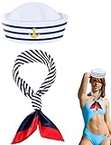 Bagtopia Sailor Hat, Captains hat, Navy Sailor Costume Set for Men Women,Boat Yacht Accessories Halloween Cosplay Fancy Dress