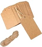 Large Brown Kraft Paper Gift Tags - 50 PCS, 9 x 4.5CM with Free Natural Jute