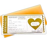 Golden Concert Ticket Gift – Luxury Gold Foil Surprise Scratch-Off Card with Envelope – Personalised Concert or Festival Reveal for Birthday, Anniversary, Christmas, Valentine’s Day, or Just Because
