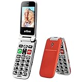 artfone CF241 Flip mobile Phone for Elderly People, Simple Big Button Flip Phone for Seniors, GSM Phones Unlocked SIM Free with 2.4" Large Screen(Red)