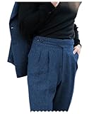 Tuikayoo Men's Tweed Pant Herringbone Casual Vintage Regular Fit Street Business Suit Trousers (Blue, 36W x 34L)